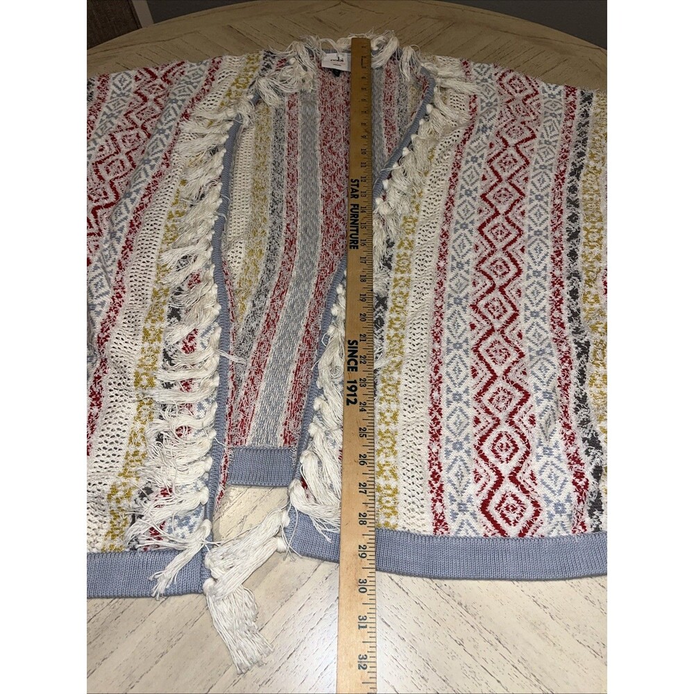 CAbi #5001 Siesta Poncho Fringe Sweater Cardigan XS/Small Colorful Boho - Picture 7 of 7